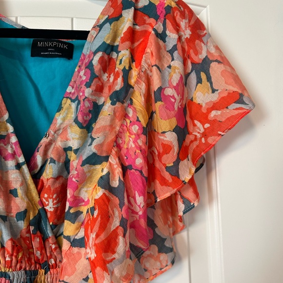 MINKPINK Vibrant Floral Wrap Mini Dress - Picture 2 of 8